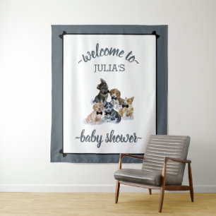 Pure Puppy Elegant Baby Shower Backdrop Sign Tapestry