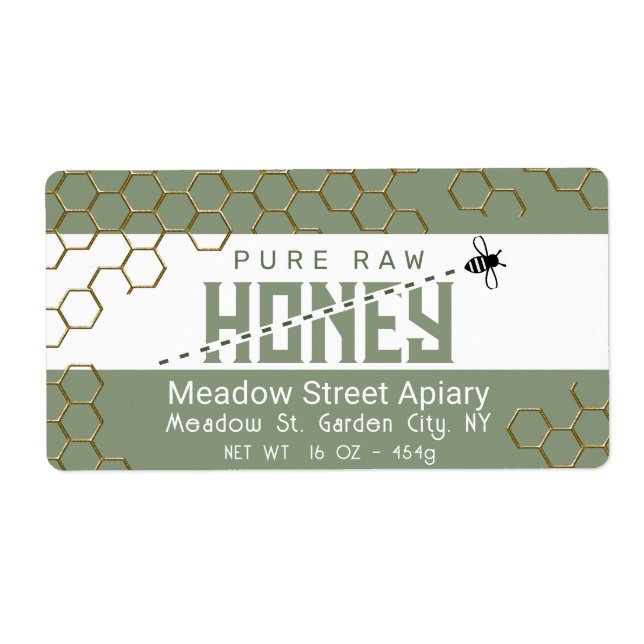 Pure Raw Honey Cute Bee Crossing Gold Honeycomb    (Front)