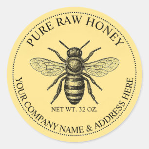Pure Raw Honey Round Product Label Sticker