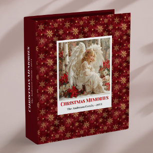 Pure Red Gold Angel Custom Holiday Design memory  Binder