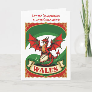 Pure Rugby Spirit Red Dragon Motif Card