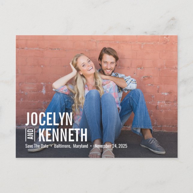 Pure Simplicity EDITABLE COLOR Save The Date Postcard (Front)