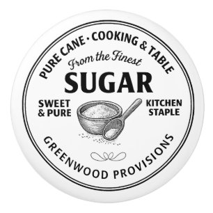 Pure Sugar Label Vintage Typography Ceramic Knob
