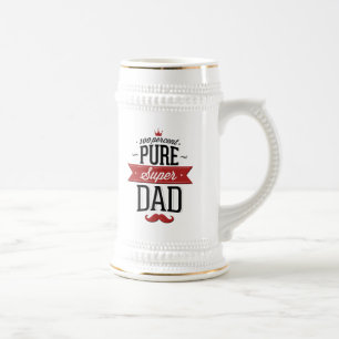 Pure Super Dad Moustache Red and Black Beer Stein