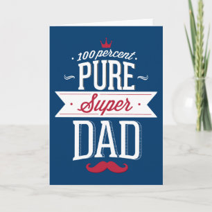Pure Super Dad Moustache Red and White Card