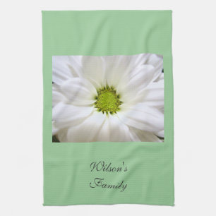 pure white daisy flower kitchen towel