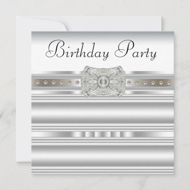 Pure White Diamond Womans Birthday Party Invitation (Front)