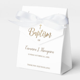 Pure white gold cross Baptism Party Thank you Favor Box