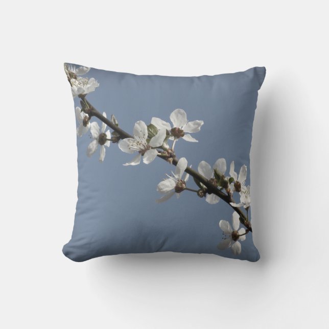 Pure White Plum Blossom in Spring Throw Pillow (Front)
