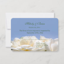 pure white rose flowers wedding rsvp