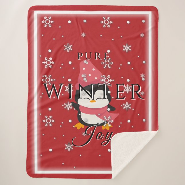 Pure Winter Joy w/ Penguin and Snow Sherpa Blanket (Front)