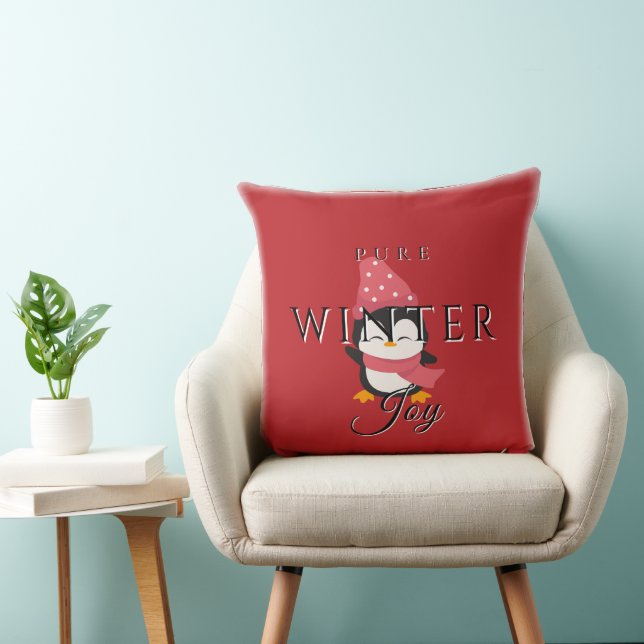 Pure Winter Joy w/ Penguin Throw Pillow (Chair)