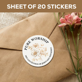 Pure Worship 2025 Convention JW Envelope Classic Round Sticker