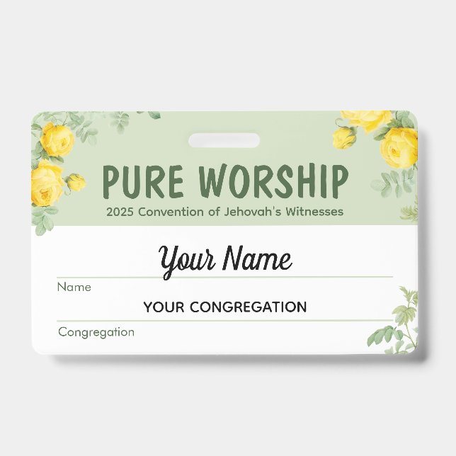Pure Worship 2025 Convention | JW Name  Badge (Front)