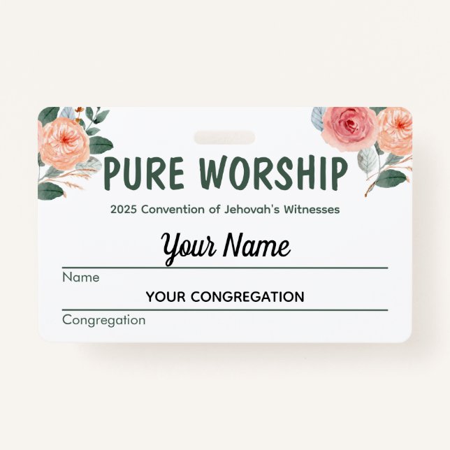 Pure Worship 2025 Convention | JW Name Badge (Front)