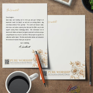 Pure Worship JW 2025 Convention Letter Writing Letterhead