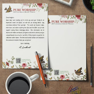Pure Worship JW 2025 Convention Letter Writing Letterhead