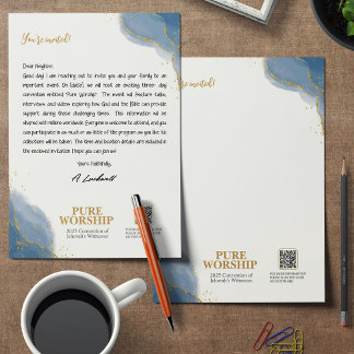 Pure Worship JW 2025 Custom Letter Writing Letterhead
