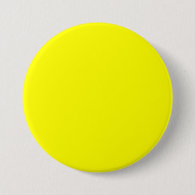 Pure Yellow - Neon Lemon Bright Template Blank 3 Inch Round Button (Front)