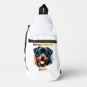 Purebred Rottweiler Dog Poses for National Day Sling Bag