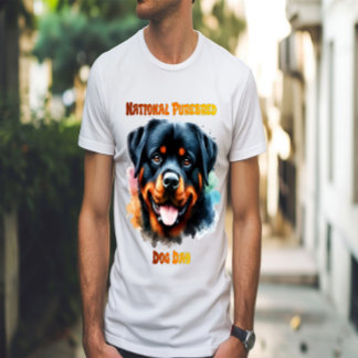 Purebred Rottweiler Dog Poses for National Day T-Shirt