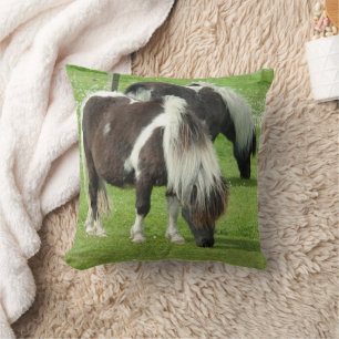 Purebred Shetland Paint Ponies Throw Pillow