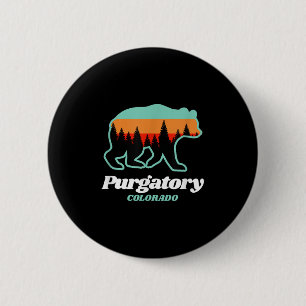 Purgatory Colorado Skiing Snowboarding Bear 2 Inch Round Button