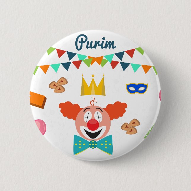 purim 2 inch round button (Front)