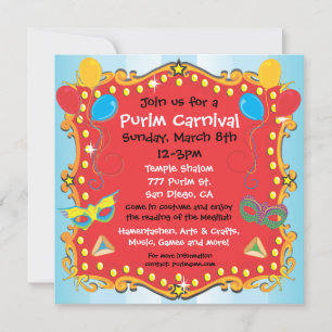 Purim Carnival Party Invitation Poster