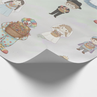 Purim Costume Kids Character Collectio Wrapping Paper