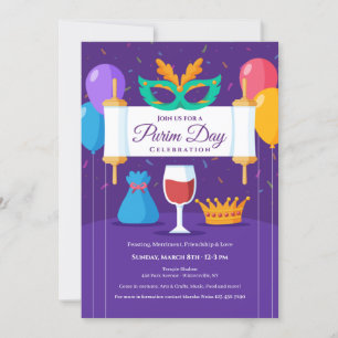 Purim Day Celebration Invitation/Announcement Invitation