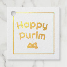 Purim gold foil tags