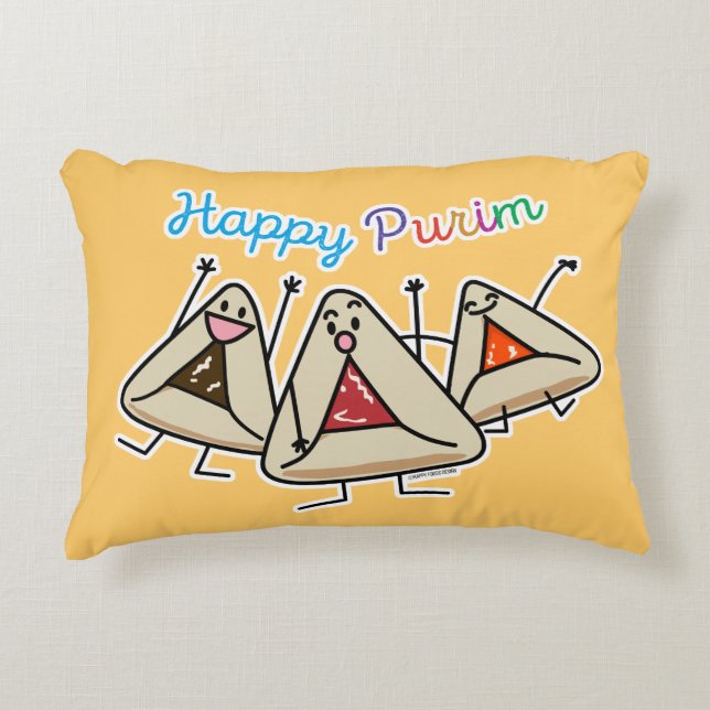 Purim hamantaschen pastry Sameach Oznei Haman Accent Pillow (Front)