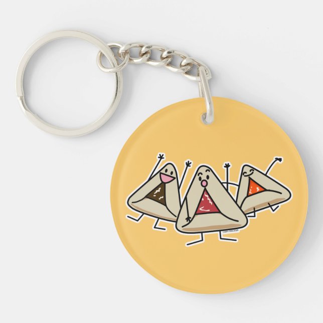 Purim hamantaschen pastry Sameach Oznei Haman Keychain (Front)
