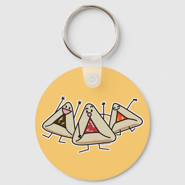 Purim hamantaschen pastry Sameach Oznei Haman Keychain (Front)