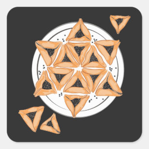 Purim Hamantash Hamantaschen Jewish Star Square Sticker