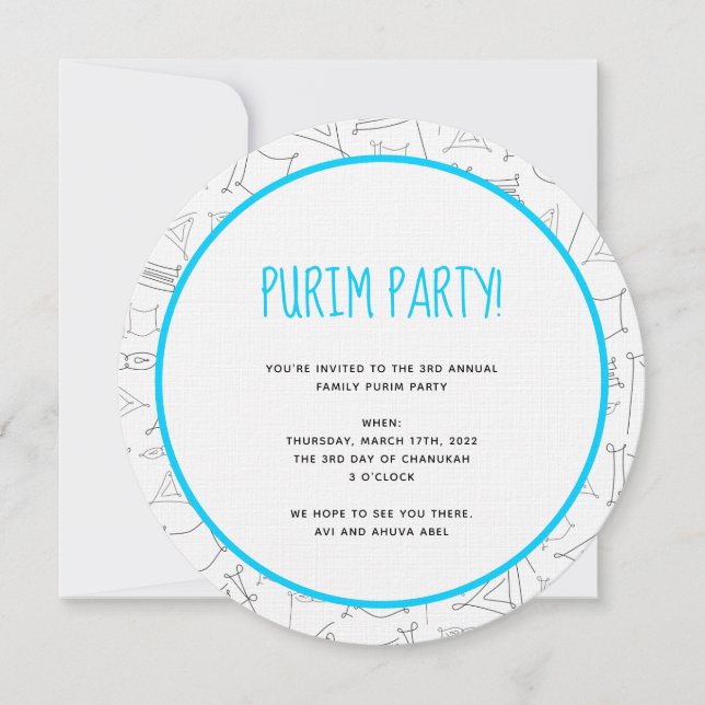 Purim Invitation (Front)