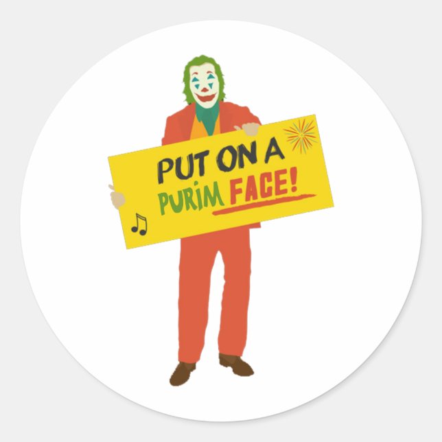 Purim Joker Classic Round Sticker (Front)