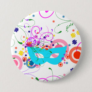 Purim Mask 3 Inch Round Button