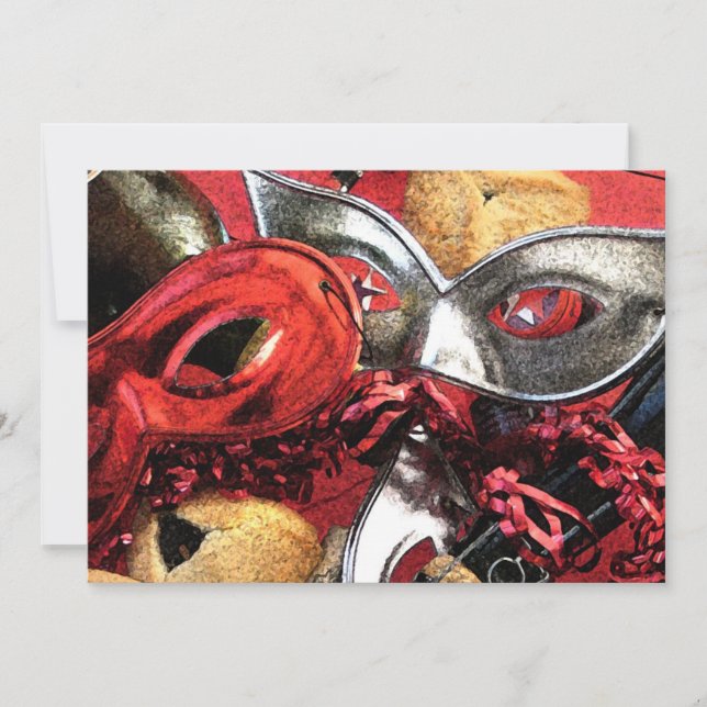 Purim Masks & Hamentashen Invitation (Front)