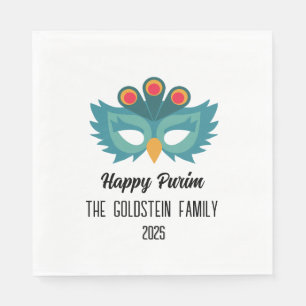 Purim owl mask masquerade costume Family Name Napkin