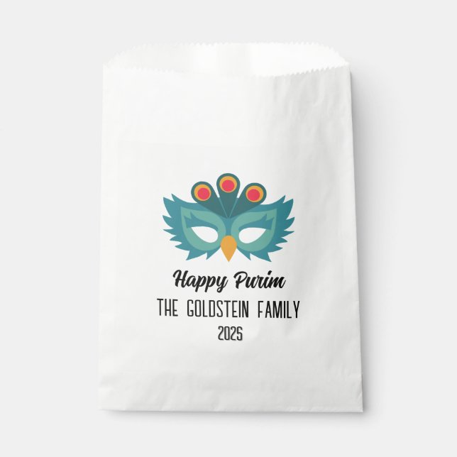 Purim owl mask masquerade costume favour bag (Front)