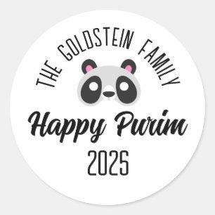 Purim panda bear mask masquerade costume classic round sticker