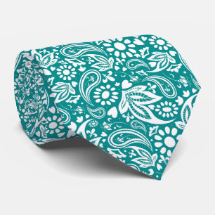 Purist Blue and White Romantic Paisley Pattern Tie