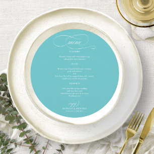 Purist Blue Elegant Round Wedding Menu