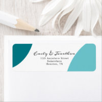 Purist Blue Teal Wedding Return Name Address