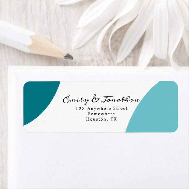 Purist Blue Turquoise Mariage Nom de retour Adress (En situation)
