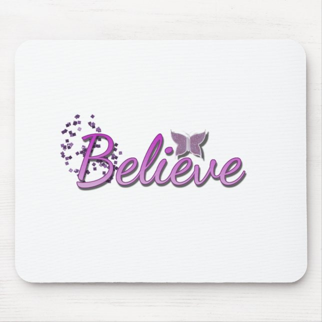 Purle Believe Butterfly glitter Mouse Pad (Front)