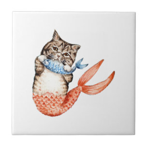 Purmaid Cat Mermaid Tile