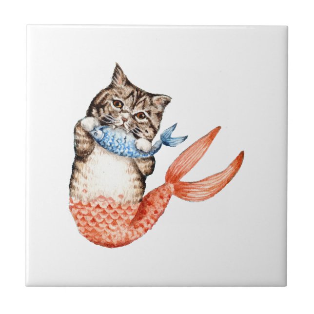 Purmaid Cat Mermaid Tile (Front)